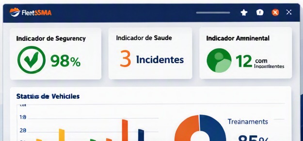 Painel FleetSSMA com indicadores de checklists, vencimentos e conformidade da frota